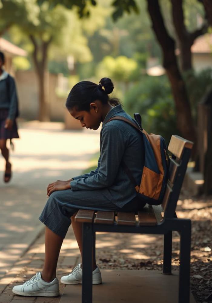 Girl on bench